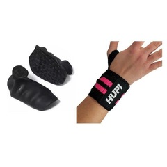 Luvas para Academia Octo Maxgrip Fiber + Par Munhequeira Hupi - Adulto - Foto 1