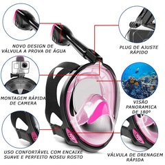 Máscara Subaquática de Mergulho Gold Sports Full Face Confort com Snorkel - Foto 2