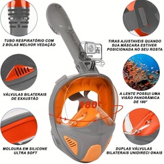 Mascara Subaquática de De Mergulho Gold Sports New Full Face com Snorkel - Foto 3