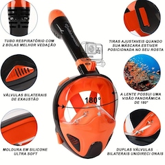 Mascara Subaquática de De Mergulho Gold Sports New Full Face com Snorkel - Foto 3