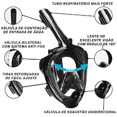 Mascara Subaquática de De Mergulho Gold Sports Sea Full Face com Snorkel - Foto 4