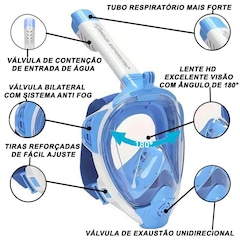 Mascara Subaquática de De Mergulho Gold Sports Sea Full Face com Snorkel - Foto 4