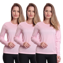 Kit 3 Camisetas Manga Longa  Dellas Fit Proteção Térmica Solar Uv Dry Fit Segunda Pele - Feminina - Foto 1
