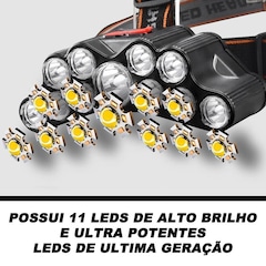 Lanterna Cabeça Gold Sports Holofote 11 Led Recarregável 4 Model Bateria de Lítio a Prova Água - Foto 7