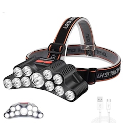 Lanterna Cabeça Gold Sports Holofote 11 Led Recarregável 4 Model Bateria de Lítio a Prova Água - Foto 1