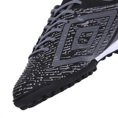 Chuteira Umbro Society Gravity Preto Grafite E Laranja - Masculino - Foto 7