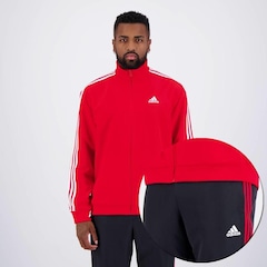 Agasalho adidas 3 Stripes Vermelho e Preto - Foto 1