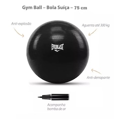 Bola Suiça de Pilates e Yoga Funcional e Academia Everlast 75 Cm - Anti Estouro com Bomba de Ar - Foto 2