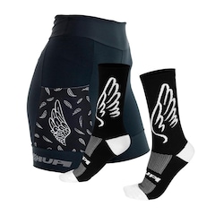 Kit Corrida: Bermuda Hupi Asas Curta + Meia - Feminino - Foto 1