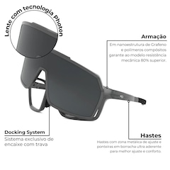 Óculos de Sol Esportivo Hb Presto Graphene/Black Gray 3 em 1 - Foto 2