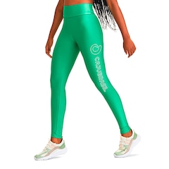 Calça Legging Caju Brasil Texurizada Com Brilho e Silk Verde Salvia - Feminino - Foto 1