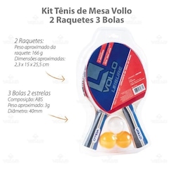 Kit Tênis de Mesa Vollo Ping Pong 2 Raquetes + 3 Bolinhas - Foto 5