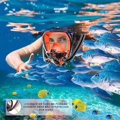 Mascara Subaquática de de Mergulho Gold Sports Full Face Maui Double Snorkel - Foto 7