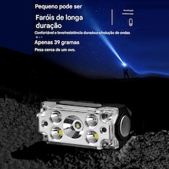 Lanterna Cabeça Gold Sports Magnética Leds Cob RecarregáveL Prova d Água 4 Modos de Iluminação - Foto 7