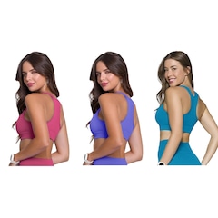 Top Canelado Selene Sem Costura - 3 Unidades - Feminino - Foto 2