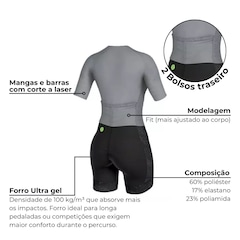 Macaquinho de Ciclismo ERT Elite Grafite Forro em Gel - Feminino - Foto 2