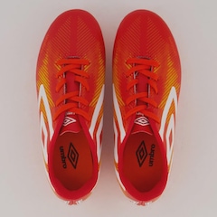 Chuteira Umbro Heatmap Campo Juvenil Vermelha e Laranja - Foto 4