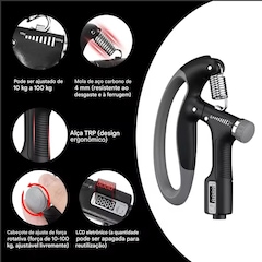 Hand Grip Gold Sports Phoenix Carga de 10 a 100 kgs - Mola Aço Carbono com Contador Digital - Foto 3