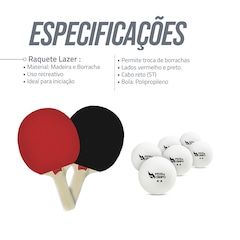 Kit ping pong Pista e Campo Tênis de mesa com 02 raquetes e 06 bolinhas - Foto 3