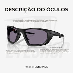 Óculos de Sol Oakley Lateralis Matte Black Ink Prizm - Unissex - Foto 4