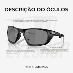 Óculos de Sol Oakley Lateralis Matte Black Polarized - Unissex - Foto 5