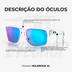Óculos de Sol Oakley Holbrook XL Clear Sapphire Polarized - Unissex - Foto 5