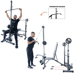 Banco Supino Yangfit Apoio Scott Cavalete e Puxada na Polia - Foto 5