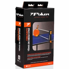 Conjunto de Tênis de Mesa Poker Star - 2 Raquetes - 3 Bolas - Rede Retratil - Foto 1