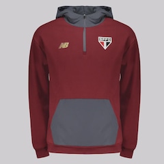 Blusão de Moletom do São Paulo New Balance Viagem com Capuz - Masculino - Foto 1