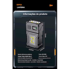 Mini Lanterna Gold Sports Led Cob Luz Dupla Super Brilhante Usb 180° Com Imã - Foto 2
