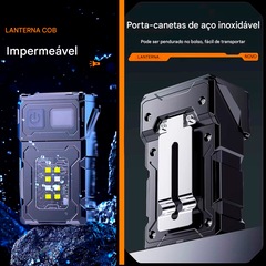 Mini Lanterna Gold Sports Led Cob Luz Dupla Super Brilhante Usb 180° Com Imã - Foto 4