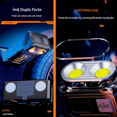 Mini Lanterna Gold Sports Led Cob Luz Dupla Super Brilhante Usb 180° Com Imã - Foto 6
