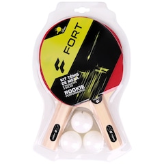 Kit Tênis de Mesa Fort Rookie 2 Raquetes 3 Bolas - Foto 1