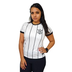 Camisa do Corinthians Baby Look Alvinegro Raglan Coimbra - Feminina - Foto 2