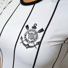 Camisa do Corinthians Baby Look Alvinegro Raglan Coimbra - Feminina - Foto 3