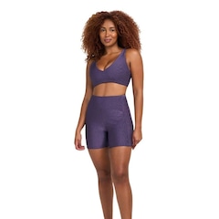 Bermuda Alto Giro Rib Shine com Bolso Feminina - Foto 1