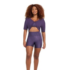 Bermuda Alto Giro Rib Shine com Bolso Feminina - Foto 2