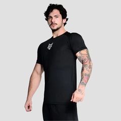 Camiseta Alpha Co Dry Perfomance Black Lobo Geometrico Masculina - Foto 3