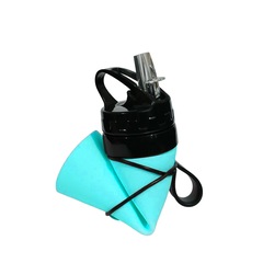 Garrafa de Silicone Gold SportsTracker Retrátil Dobrável 500ml - Foto 2