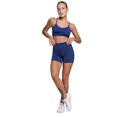 Conjunto Top Alça Fina sem Bojo e Short Suplex Vekyo Feminino - Foto 1