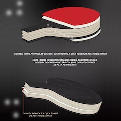 Kit Tênis Mesa Boer 6.0 Series Carbon 1 Raq 6 Estrelas Profissional - Foto 4