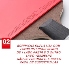 Kit Tênis Mesa Hueson Carbon 2 Raq Longa 6 Estrelas 3 bolas - Foto 3