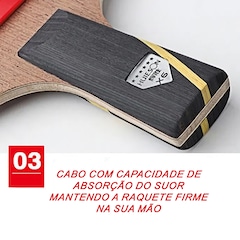Kit Tênis Mesa Hueson Carbon 2 Raq Longa 6 Estrelas 3 bolas - Foto 4