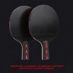 Kit Tênis Mesa Hueson Carbon-2 Raq Cabo Shorth 5 Estrelas 3 Bolas - Foto 4