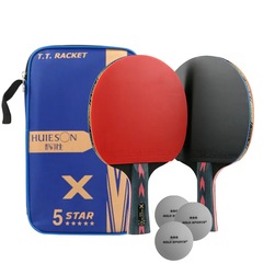 Kit Tênis de Mesa Hueson Carbon 2 Raq long 5 Estrelas 3 bolas - Foto 2