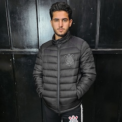 Jaqueta Puffer do Corinthians All Black Masculina - Foto 2