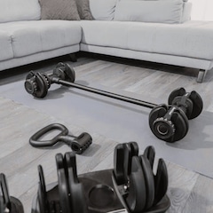 Halter Ajustável com Barra Anilha Kettlebell Yangfit 50kg - Foto 9