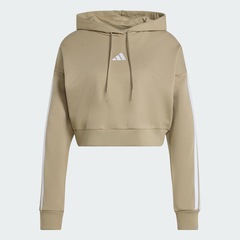 Blusão Moletinho com Capuz Cropped Feminino Adidas Essentials Três Listras - Foto 2