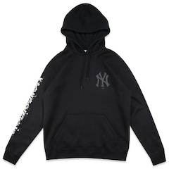 Blusão de Moletom Canguru Masculino New Era New York Yankees Back to Black - Foto 1