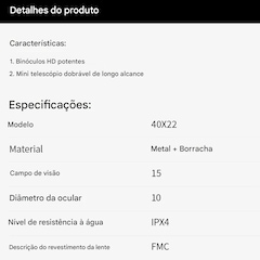 Binóculos Gold Sports Acampamento Pro II 40X22 - Foto 7